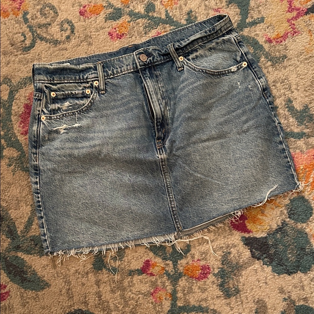 GAP Frayed Hem Blue Mini Skirt
